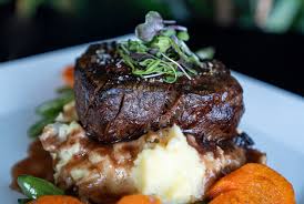 Cliffside Restaurant signature dishes Filet Mignon, Halibut, Ahi Tuna Tower, Coconut Shrimp
